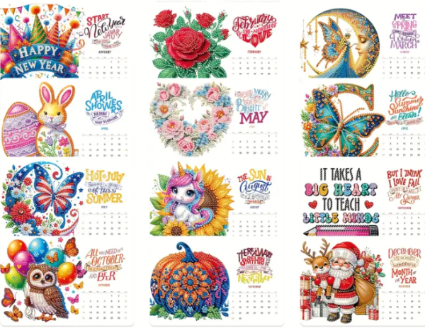 Diamond Painting Kalender 2026 13 teilig